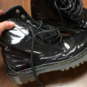 Black sparkly patent Dr. Marten Boots - Luana